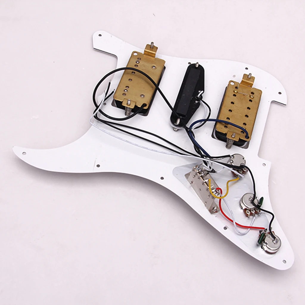 Белый загруженный Pickguard 3Ply 11 Отверстие HSH Humbuckers Пикап для Fender Stratocaster|Детали и
