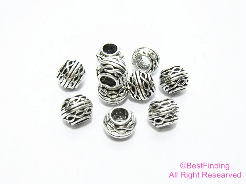 

Large Hole Lace Spacer beads 5mm Silver Tone Metal Beads RB01