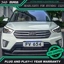 Автомобиль голове стиль лампы для Hyundai creta Фары для автомобиля 2015-2016 ix25 светодиодные фары DRL H7 D2H HID вариант ангел глаз bi xenon