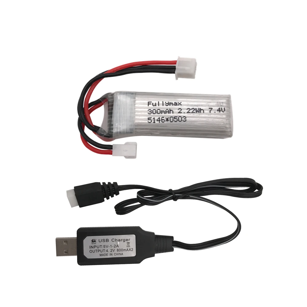 

7.4V 300mAh 30c Li-Po Battery with usb cable For WLtoys F959 Airplane XK DHC-2 A600 RC Airplane wholesale Spare Parts