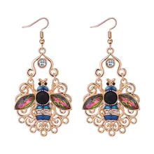 

Exaggerated Fashion Rhinestone Bee Earrings Vintage Openwork Hook Flower Geometric Earrings Pendientes Mujer Moda 2018