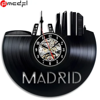 

Fashion Clock CD Vinyl Record Wall Clock Spanish Madrid Home Decor 3D Hanging Watches Home Decoration Sticker