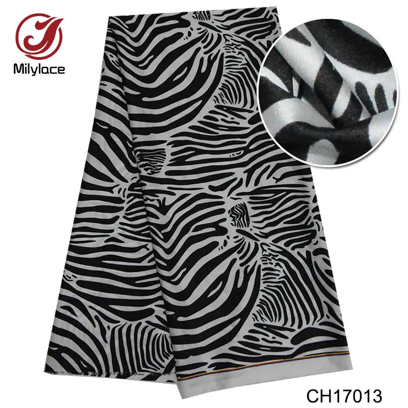 

Black leopard African Printed Chiffon Fabric Not Transparent Polyester Material Chiffon Textiles 5 Yards