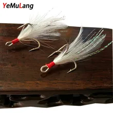 YeMuLang 20 шт./лот с высоким содержанием углерода Сталь Пернатый три высоких частот бронзовых морских рыболовных крючков 6# карп Fly крючков с бородкой и рыболовные снасти для рыбалки