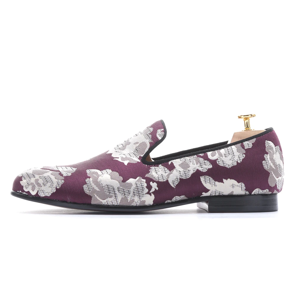 Blanco A Púrpura Partido Los Hombres Flores Mocasines Del Zapatos Y Jacquard Vestido Baile Tamaño De Con Multiple Mano Tejido Más Hechas pwt4Yrxwq