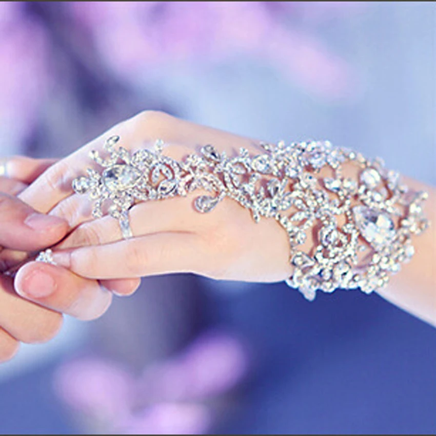 Guante de cristal de lujo para novia, pulsera sin dedos, joyería boda, gran oferta, jewelry bracelet - AliExpress