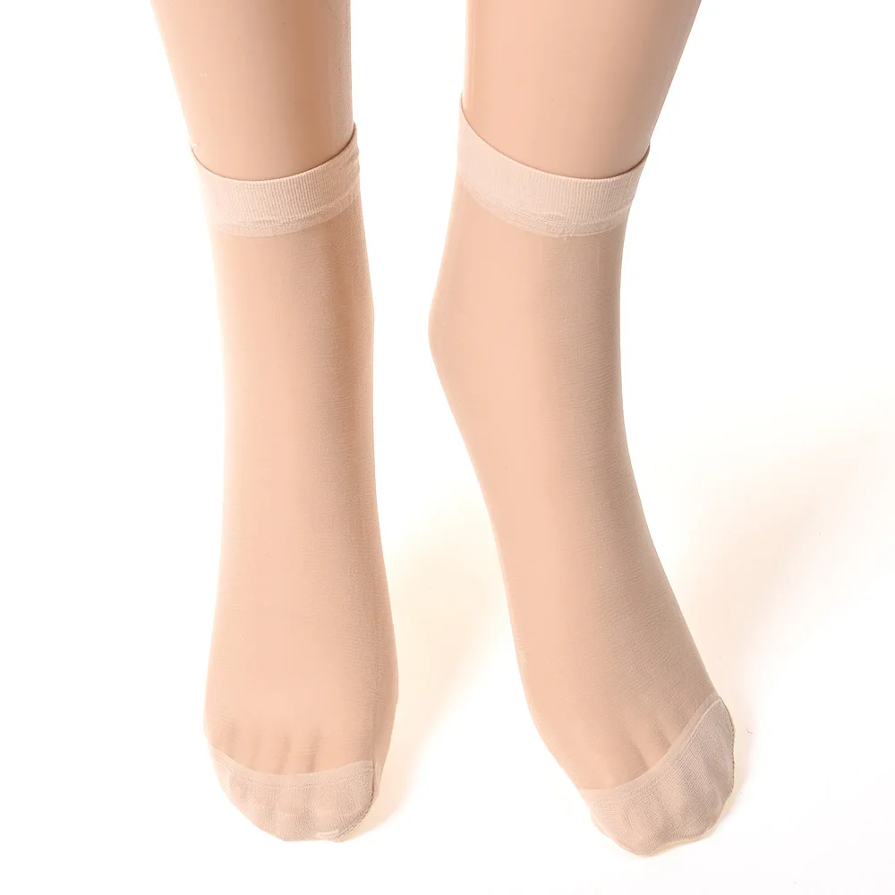 10 пар/, женские летние сексуальные ультратонкие прозрачные шелковые носки с кристаллами, высокие эластичные нейлоновые короткие носки для женщин