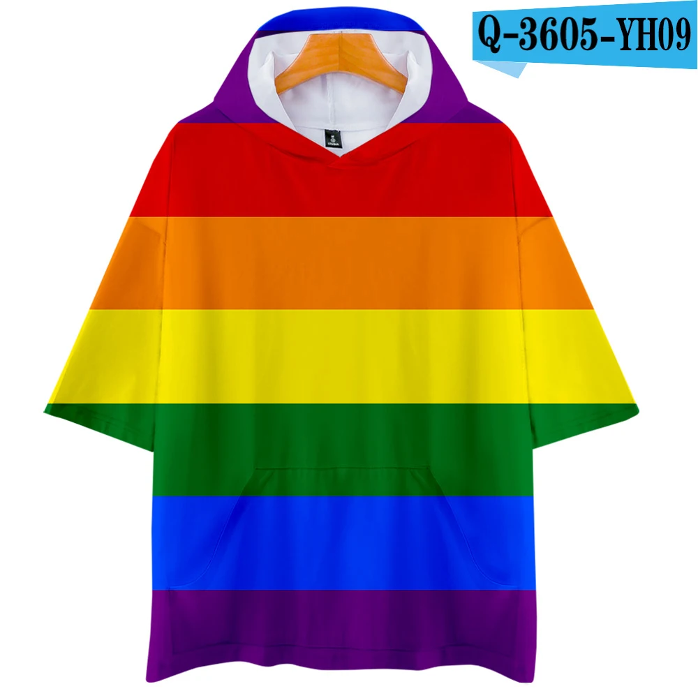 Радужная футболка с капюшоном для мужчин/женщин Harajuku футболка с капюшоном одежда с коротким рукавом Одежда ЛГБТ - Цвет: picture color