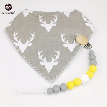 

Let's Make Baby Pacifier & Baby Bibs Set Silicone Teether Dummy Clip Cotton Bandana Bibs Baby Accessories Nursing Baby Teether