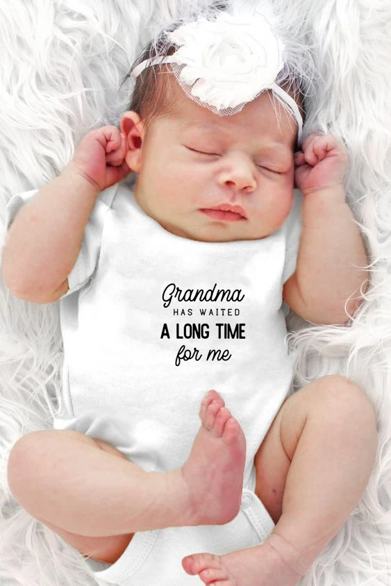 

Grandma Waited A Long Time for Me Letter Print Baby Boys Girls Bodysuit Newborn Cotton Playsuits Kids Cute Onesie 0-24 M