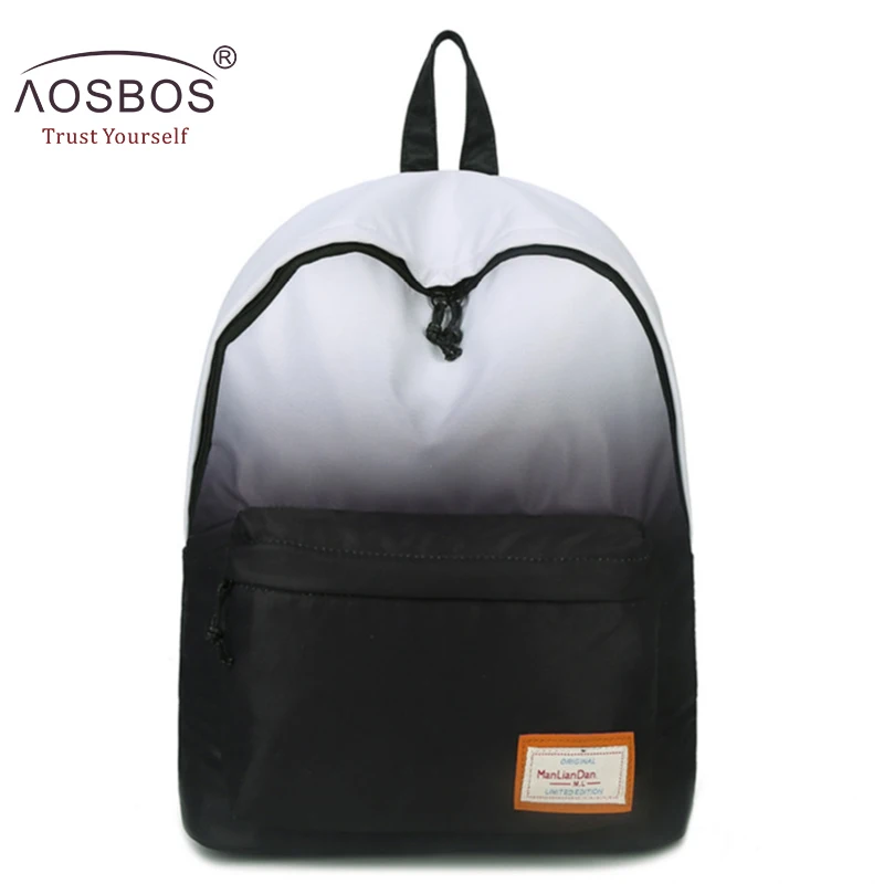 

Aosbos Printing Nylon Backpacks Gradient School Backpack Waterproof Shoulder Bags for Teenage Girls Rainbow Student Bag Bookbag