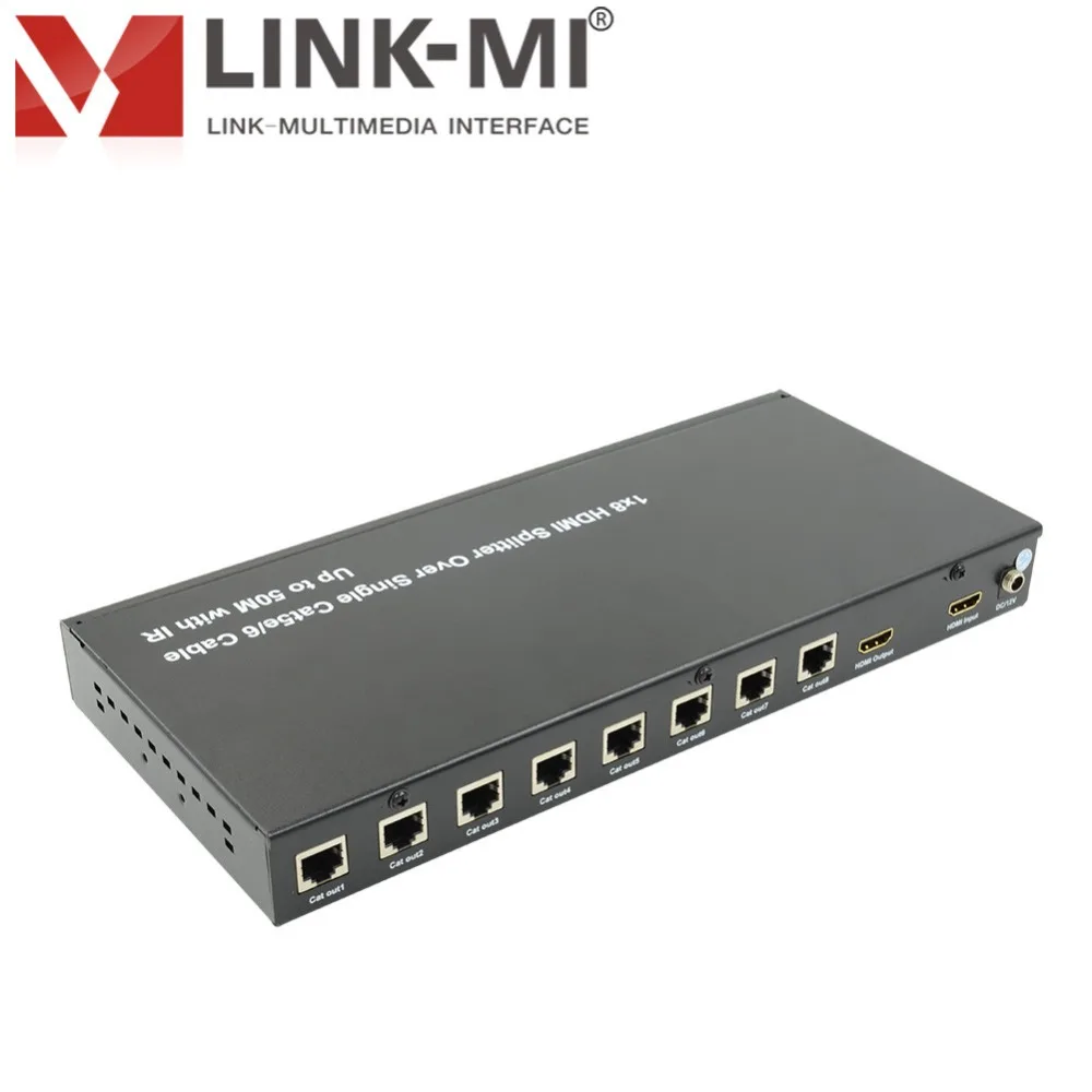 LINK-MI SPE108 1x8 Разделитель с мультимедийным интерфейсом высокой четкости Over Single Cat5e/6 кабель 50 M с ИК Поддержка 3D 1080 P DIP-переключатель для Настройка EDID