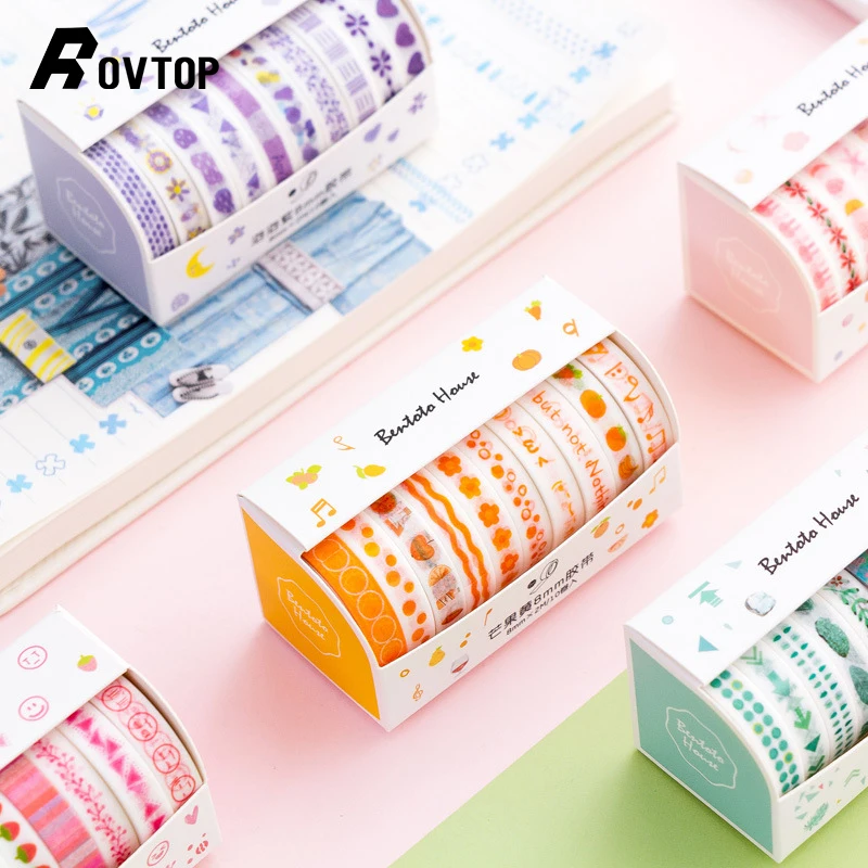 

10Pcs/Set Cute Paper Masking Washi Tape Set Flower Leaves Floral DIY Hand Account Notebook Album Decorations Planner Stickers