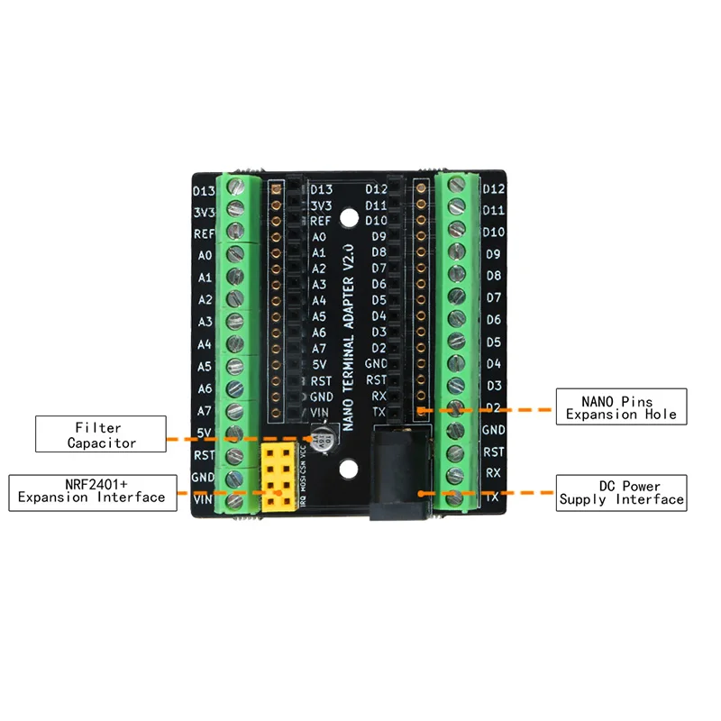 Плата адаптера расширения Nano Terminal Keywish для Arduino V3.0 AVR ATMEGA328P с NRF2401 + интерфейс