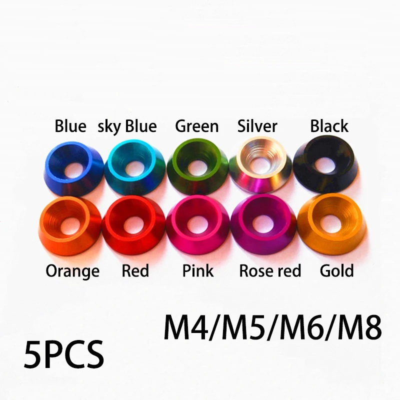 

5pcs M4 M5 M6 M8 Aluminum alloy color countersunk umbrella flat head round head screw concave conical decorative groove washer