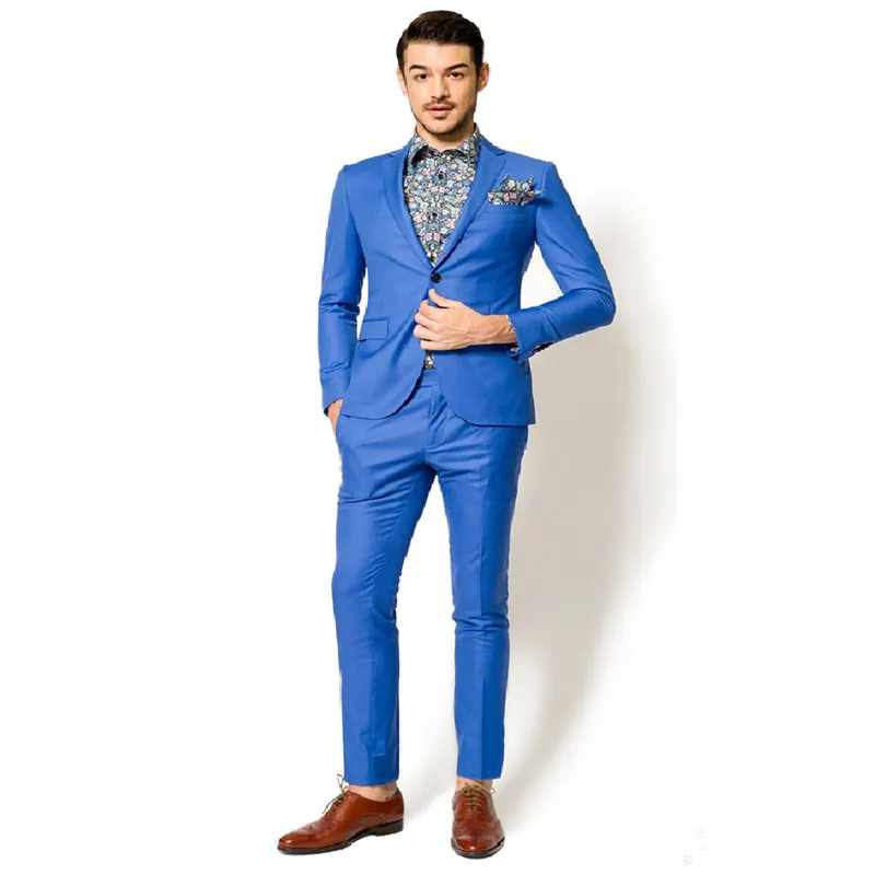 100 2017 Groom Tuxedos High Quality Groomsman Suit Blue Wedding Suit Custom Made Man Suit for Man Clothes(Jacket+pants)