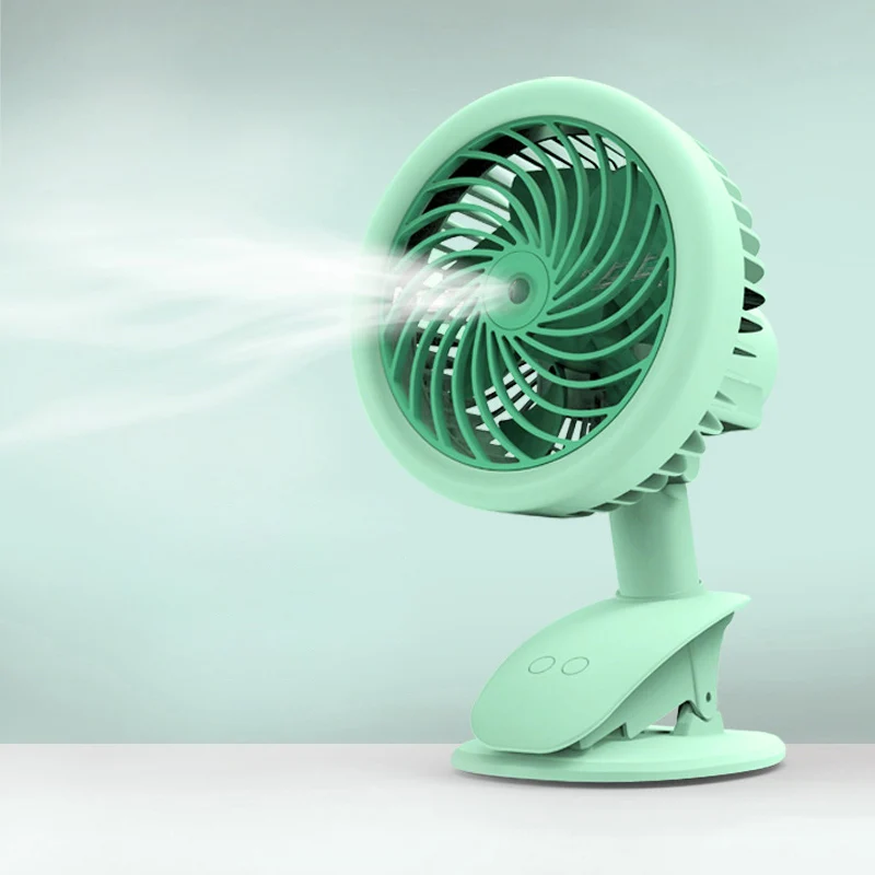 KUULAA портативный распылитель воды туман вентилятор электрический USB Перезаряжаемый Ручной мини охлаждающий воздух вентилятор кондиционер увлажнитель воздуха для наружного использования - Цвет: Green