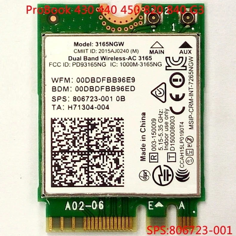 Оптовая продажа новый двухдиапазонный беспроводной адаптер Intel 3165 3165NGW Wi-Fi для