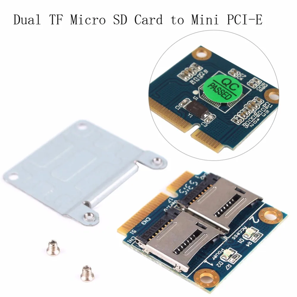 Двойной TF Micro SD карты для Mini PCI E Express + половина кронштейн адаптер чтения памяти