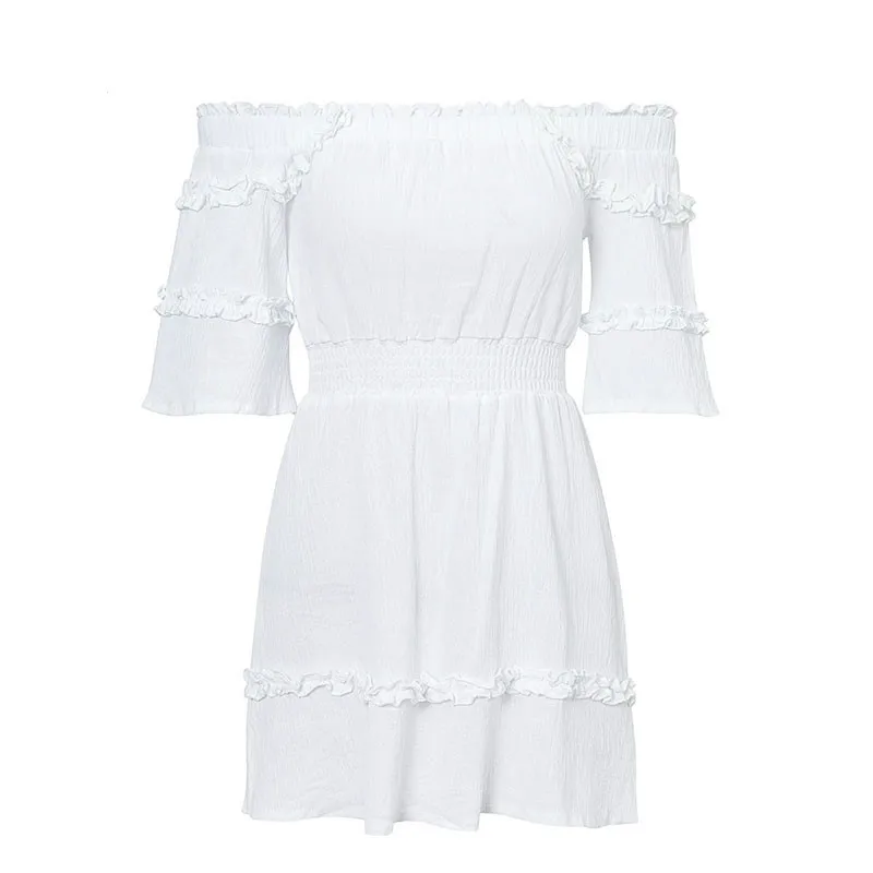 Новинка 2019 года большие размеры vestidos mujer платье с рюшами и открытыми плечами
