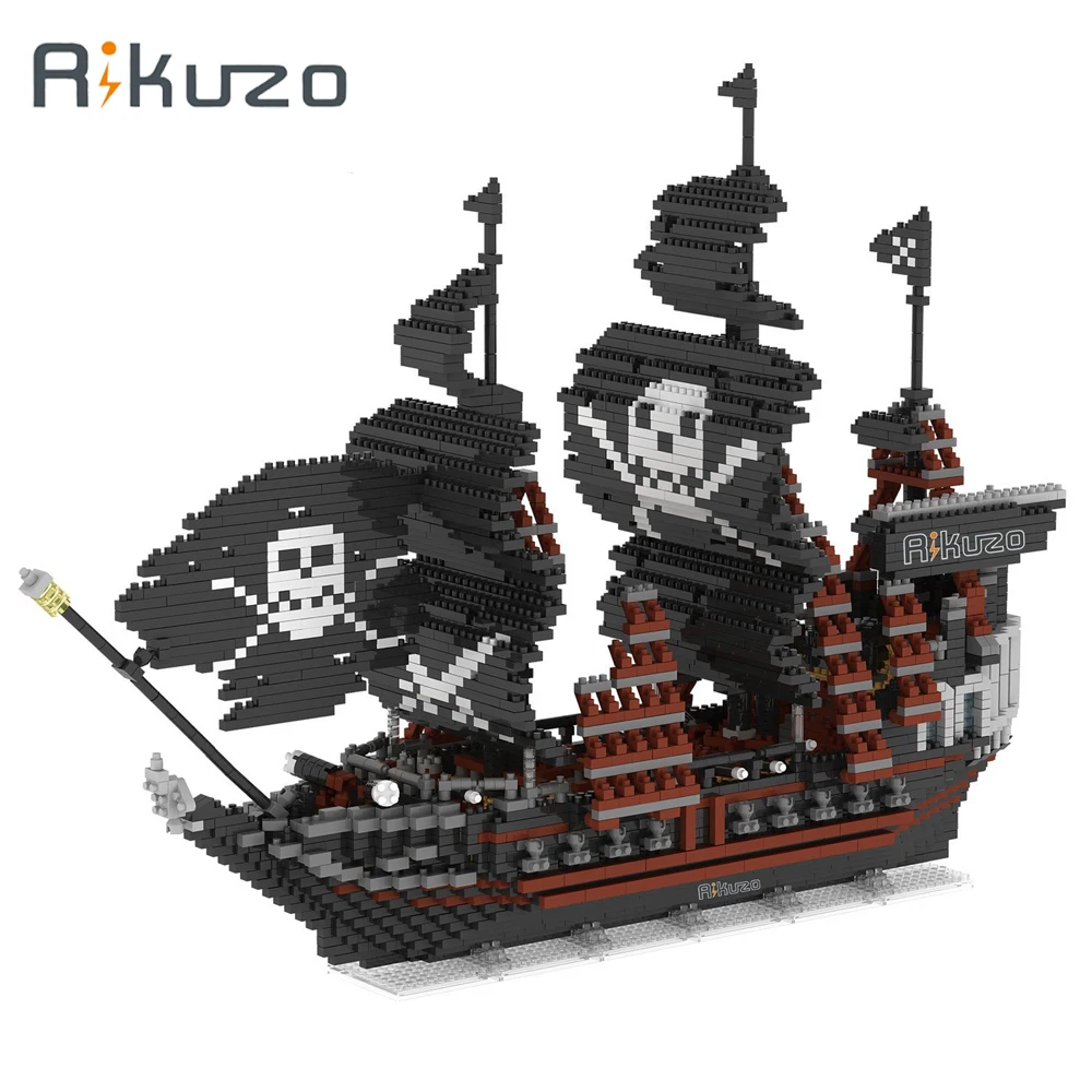 

Rikuzo Black Pearl Pirate Ship Model Building Block Set 3633pcs Large Ship - Nano Micro Blocks Diamond DIY Toys Gift