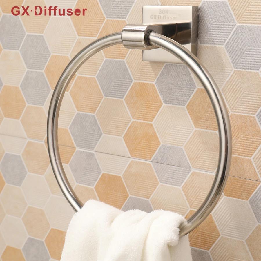 Towel Ring Holder Solid Hanger Stainless Steel Towels Rack Metal Bathroom Accessories