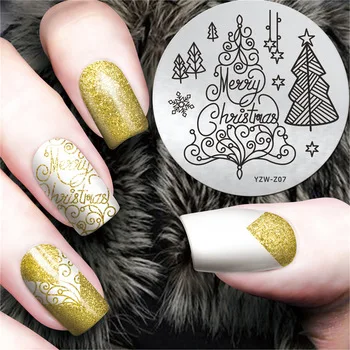 YZWLE 1Pc 1 Pc Christmas Nail Art Stamp Stamping Template Plate YZWLE Nail Stamping Plate Tool #YZW-Z07