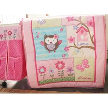 Детский комплект постельного белья розовая сова набор для детской кроватки для девочки Детский Комплект постельного белья Одеяло Матрас Лист Юбка защита для кроватки бамперы пеленки Органайзер