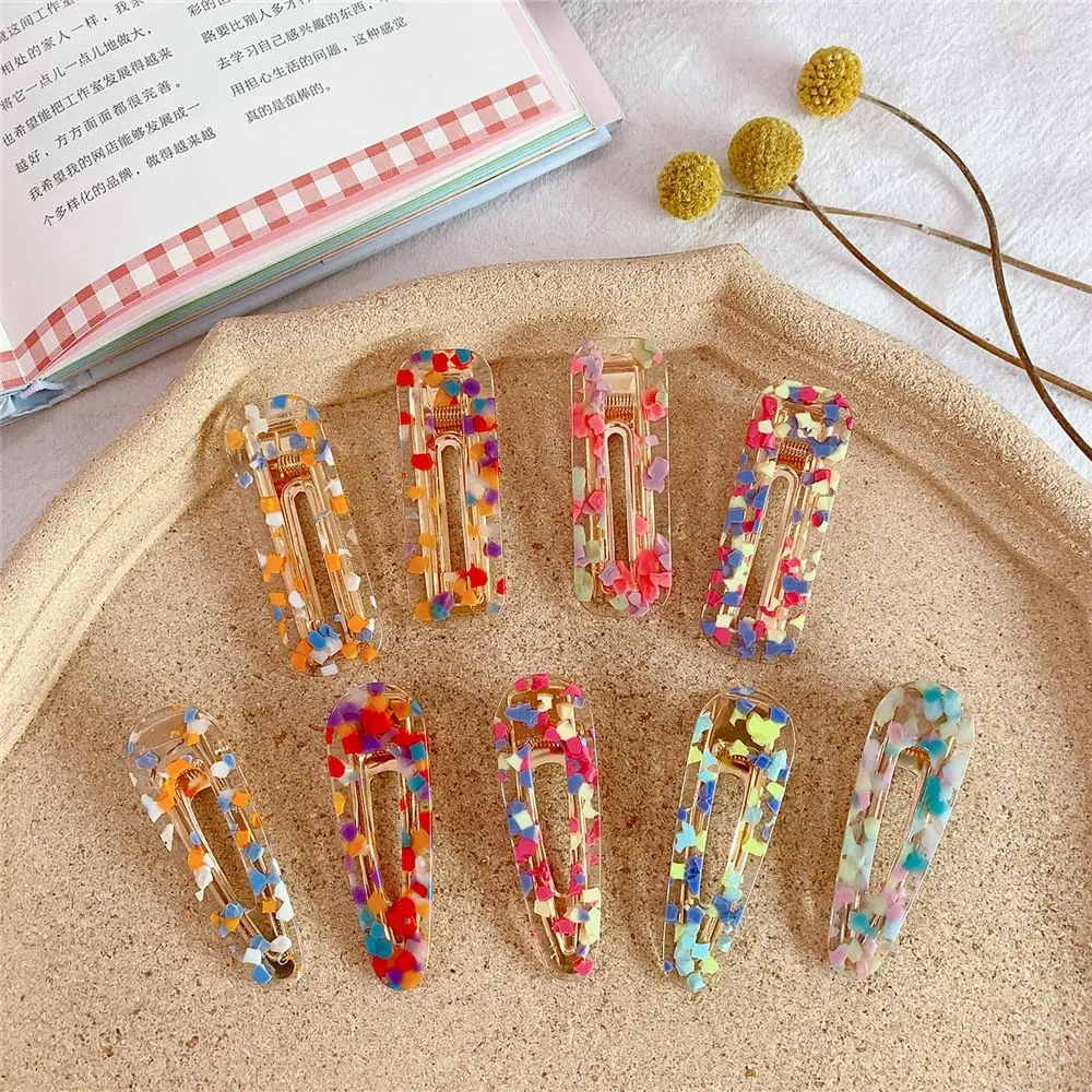 New Hot Women Colorful Acrylic Hollow Waterdrop Rectangle Hair Clips Girls Acetate Hairpins Barrettes Hair Styling Accessories