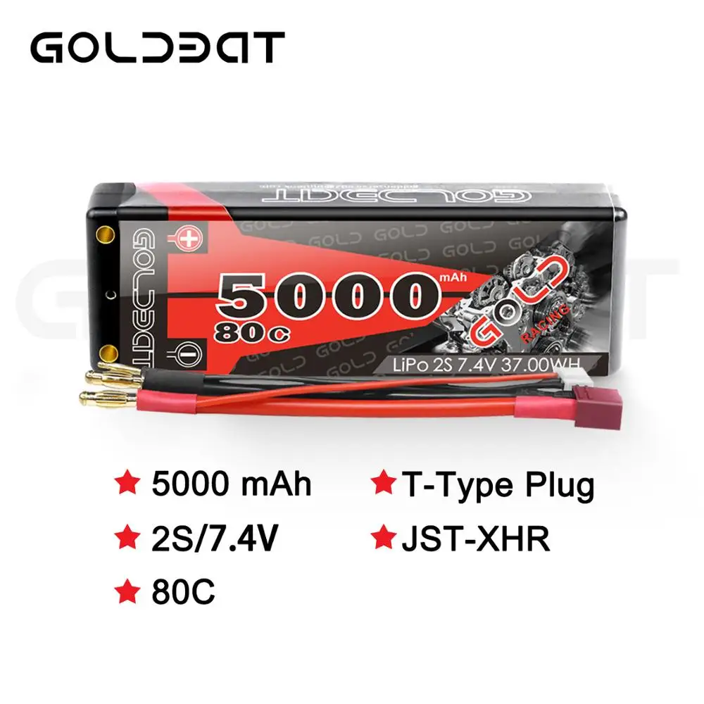 GOLDBAT 7,4 V lipo батарея 5000mAh RC Car 80C батарея lipo 7,4 V перезаряжаемая батарея для RC автомобиля лодки грузовика рокот с Deans T вилкой