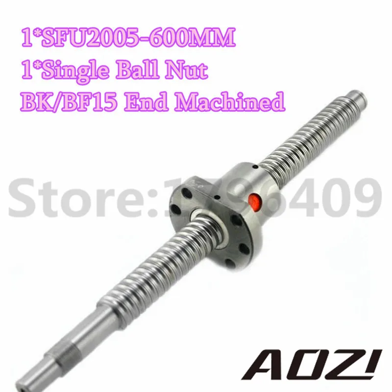 

1pc SFU2005 Length 600mm Ball Screw With BK/BF15 Standar End Machined +A Ballscrew Single Ball Nut New