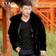 Новое поступление, модная мужская гладкая куртка из искусственного меха, мужские куртки на молнии, меховая куртка с капюшоном, меховое пальто с длинными рукавами, Размер 5XL, мужской