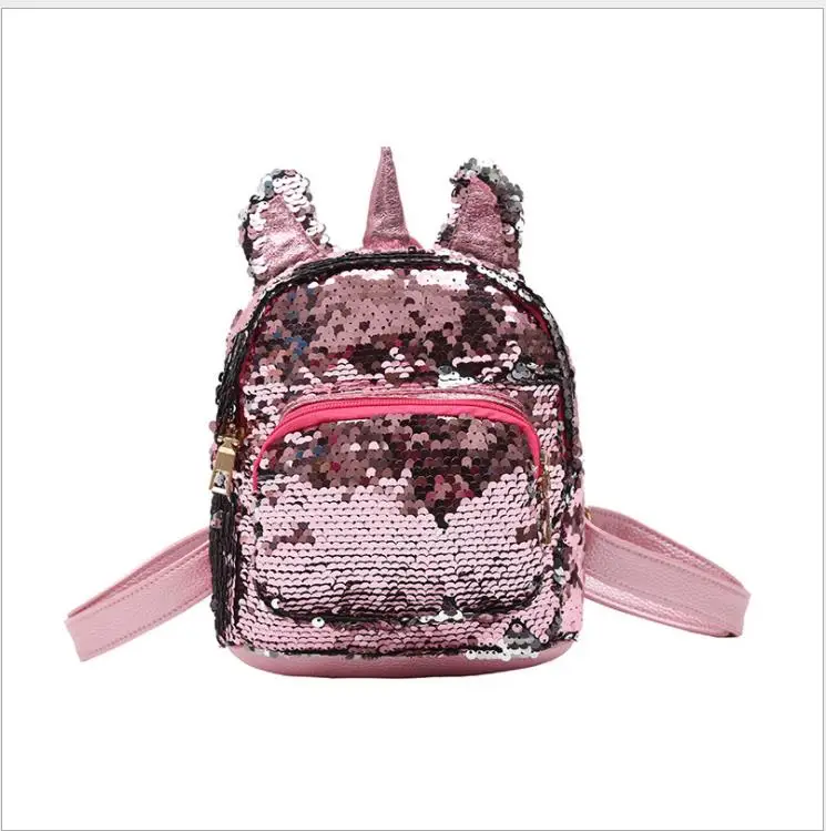 

Kids Unicorn Backpack Children Bling Paillette Backbag Leather Women Mini Horn Bagpack Kindergarten Baby Girls Schoolbag Mochila