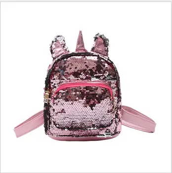 

Kids Unicorn Backpack Children Bling Paillette Backbag Leather Women Mini Horn Bagpack Kindergarten Baby Girls Schoolbag Mochila