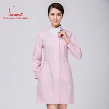 Одежда медсестры с длинным рукавом, тонкое белое пальто, кукла, воротник, лабораторное пальто, аптечка, салон красоты, розовая Рабочая одежда