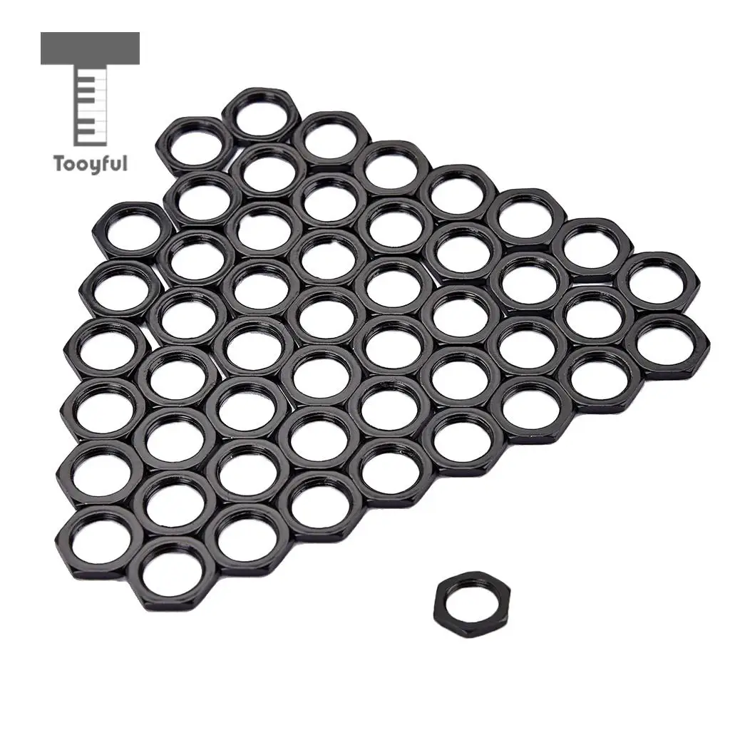 Tooyful 50 Pack Guitar Bass Jack Socket Nut Thin Nut for Guitar Parts Accessories 8mm Diameter