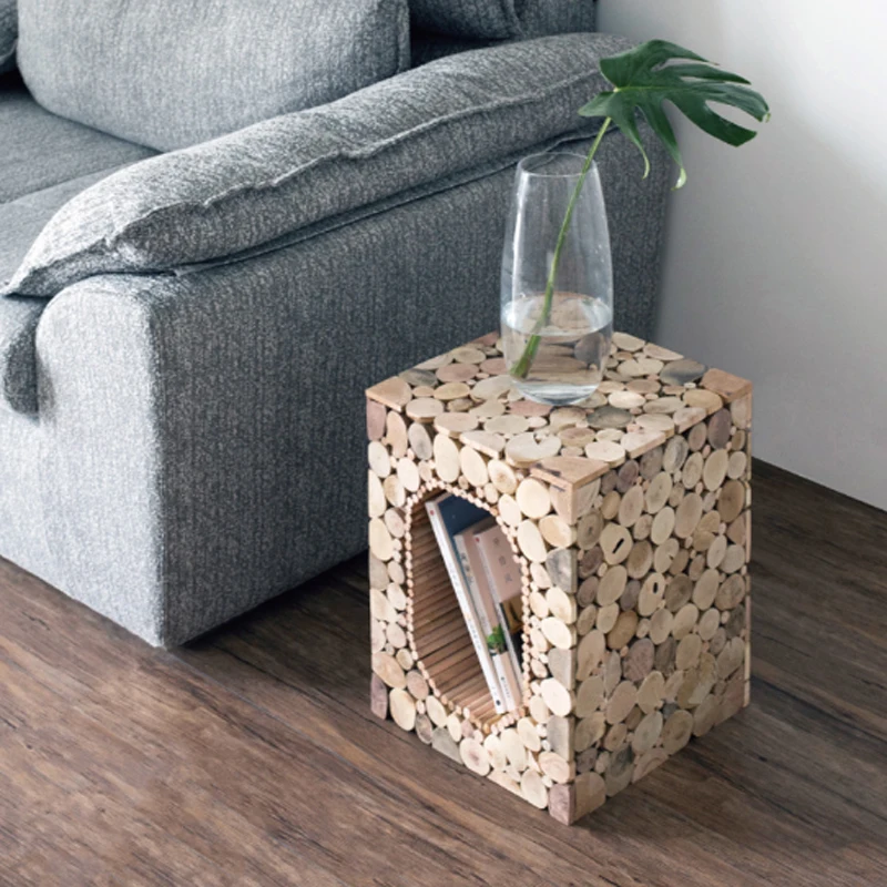 Created Living Room Stool End Table New Art Brief Solid Wood Coffee Table