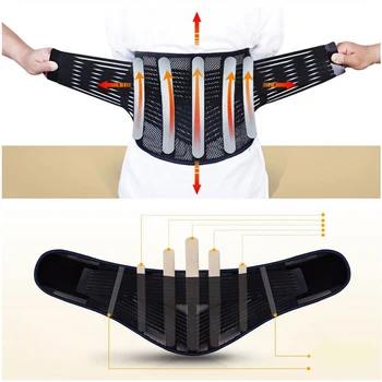 Adjustable Tourmaline Self Heating Steel Bone Back Lumbar Waist Support Belt Brace Back Orthopedic Posture Corrector Corset Belt