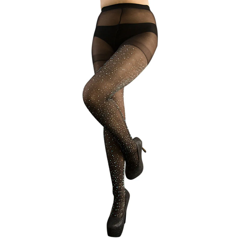 

snowshine YL5 Women's Sexy High Waist Tight Sparkle Rhinestone Stockings free shipping