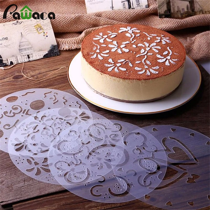 

4pcs/Set Cake Decorating Tool Plastic Cake Spray Stencils Decorating Mold Suger Sieve Cutter Paste Fondant DIY Cake Baking Tools