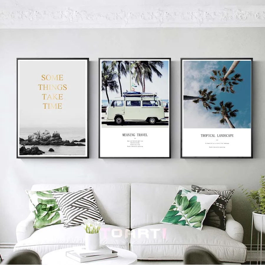 Tropical Ocean Landscape Posters prints Meaning Travel Quote Canvas Painting Beautiful Nordic Wall Art For Living Room Home Deco (5)