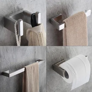 

LIUYUE Bath Hardware Sets Stainless Steel Brushed Nickel Wall Mounted Towel Bar Bathroom Towel Rack Double Hooks Roll Paper Rack