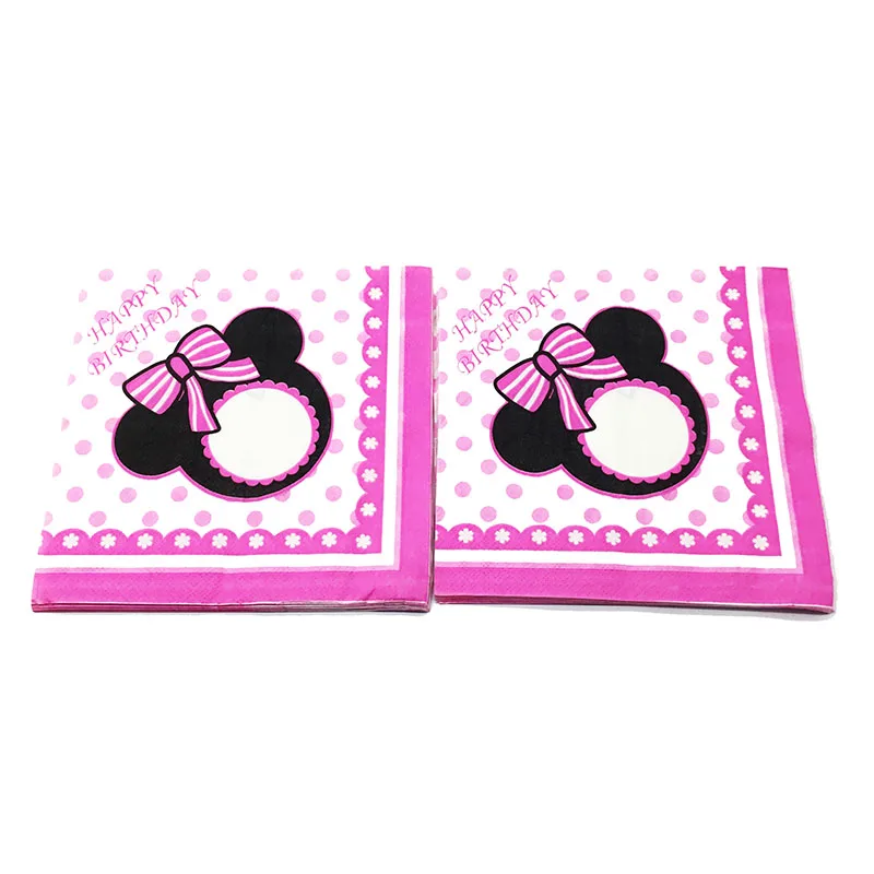 

20pcs/lot Minnie Mouse theme napkins baby shower party supplies Minnie Mouse theme tissues Minnie birthday party decorations