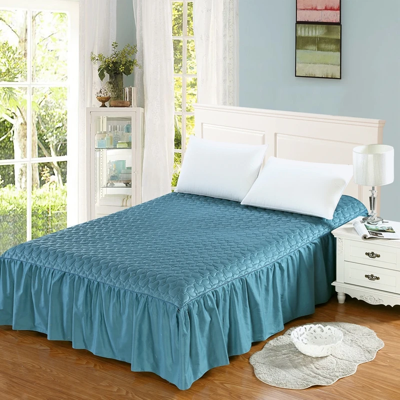 Classic Winter Thick Quilted Bed Skirt Bedspreads Microfiber 100