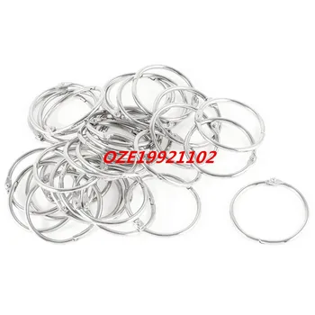 

Metal Sliver Tone 1.65" Dia Openable Loose Leaf Ring Keyring