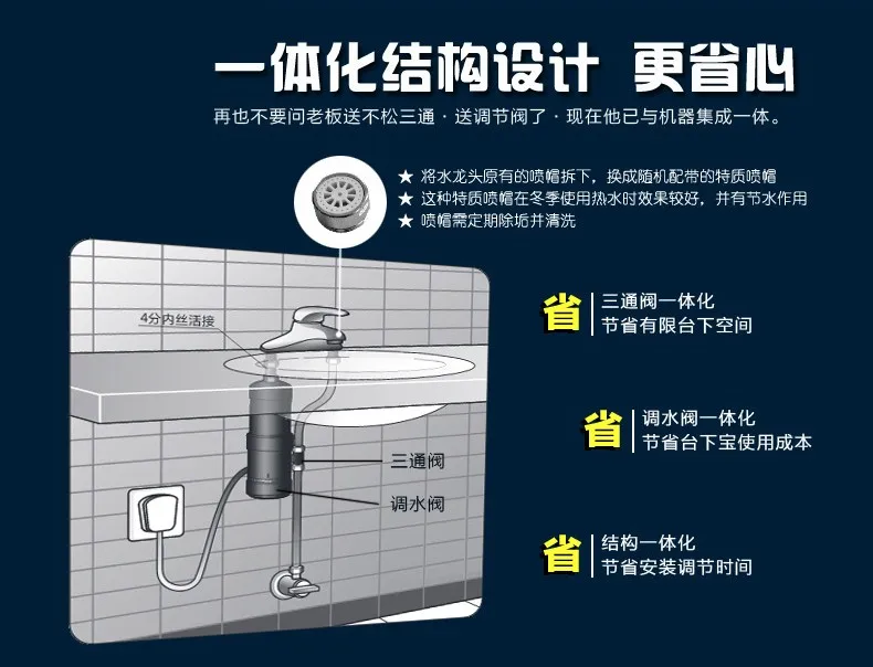 DMWD 3.4KW безрезервуарный водонагреватель мини кухня ванная комната мгновенный Электрический кран для горячей воды кран быстрый нагрев душ ЕС вилка