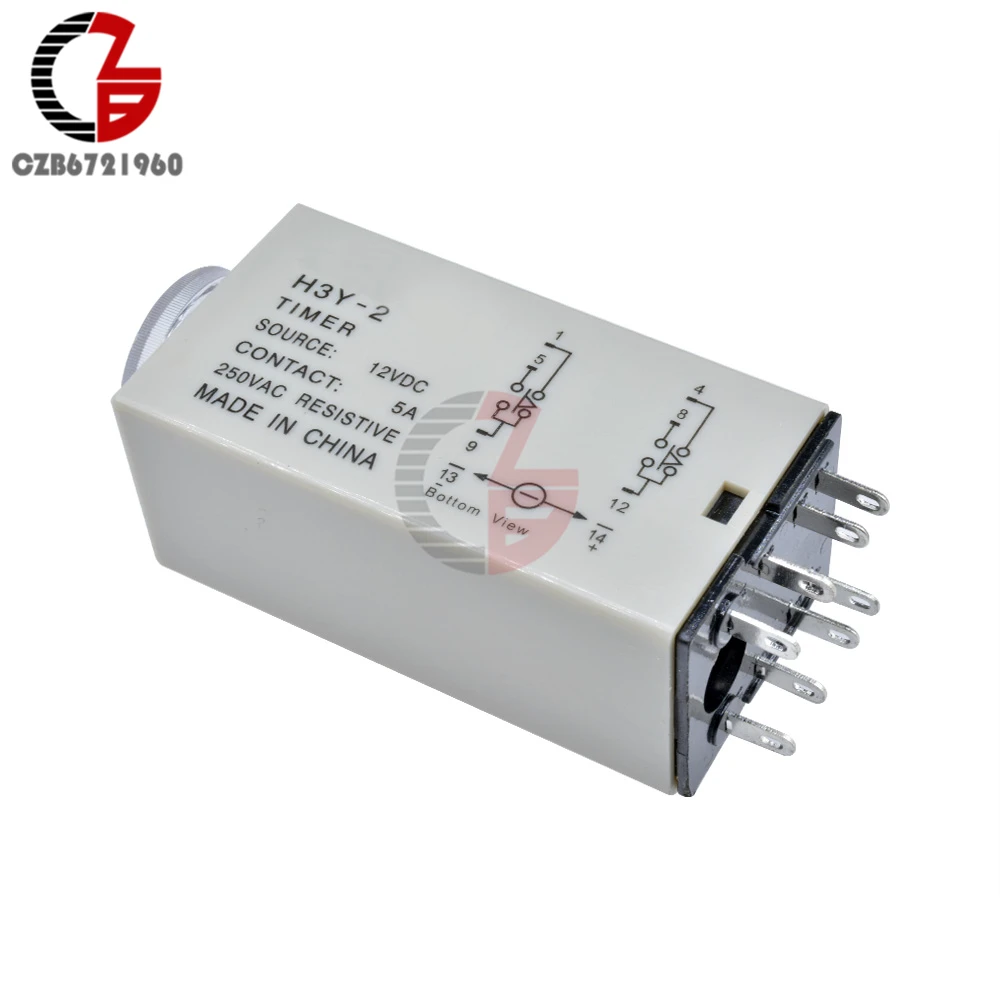 

H3Y-2 Time Delay Relay DC 12V Delay Timer Control Switch Time Relay Electricity H3Y2 Timing Relay