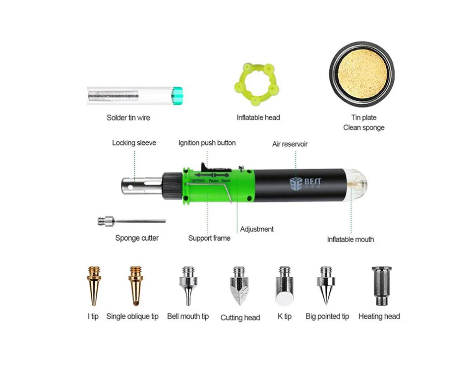 Регулируемый беспроводной микро бутановый газовый дутый фонарь, паяльник, пистолет с наконечником, Портативная паяльная станция, ручка, набор инструментов для сварки