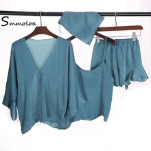 Smmoloa/женская летняя Пижама, комплект милой пижамы с пятнами, комплект из 3 предметов, пижамы, стиль