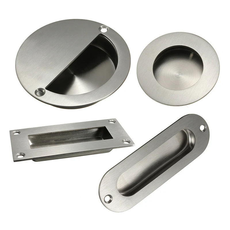 

1Pcs Stainless Steel Oval Rectangular Hardware Drawer Door Handle Flush Recessed Pull Circular For Home Tools Free Shipping